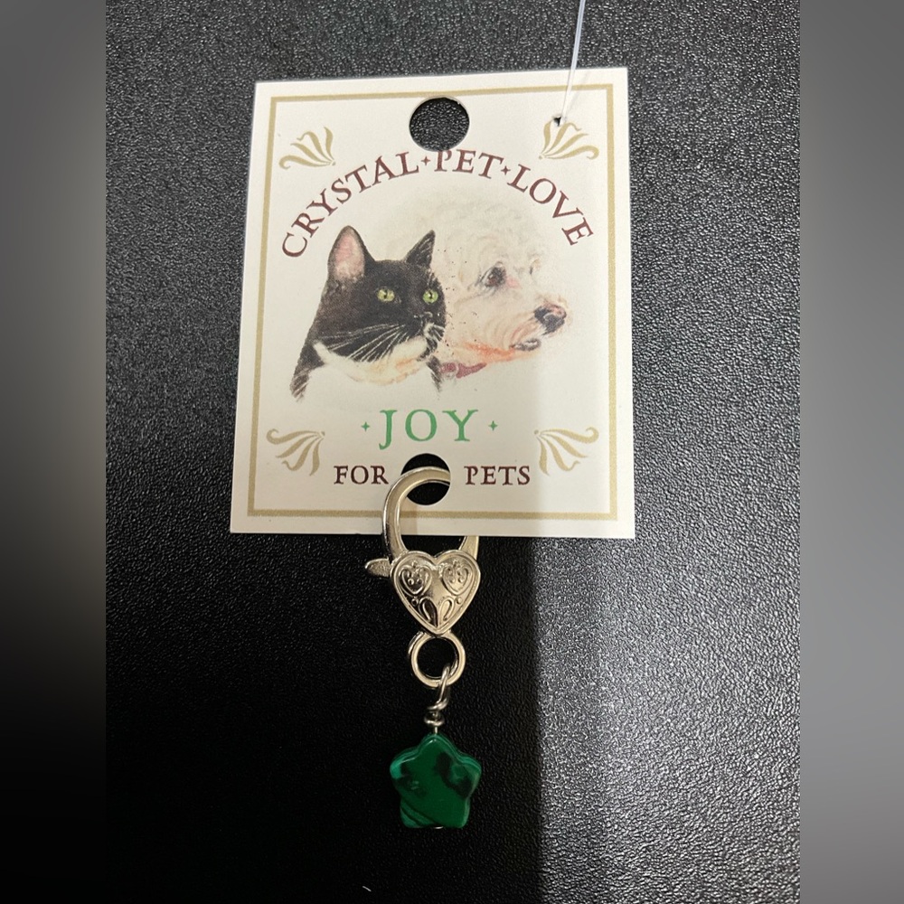 Pet Collar Malachite Joy Crystal Green Star Charm